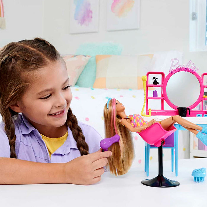 Doll And Hair Salon Playset, Color-Change Hair - HKV00 DOLLS &amp; PLAYSETS by BARBIE at Sundora