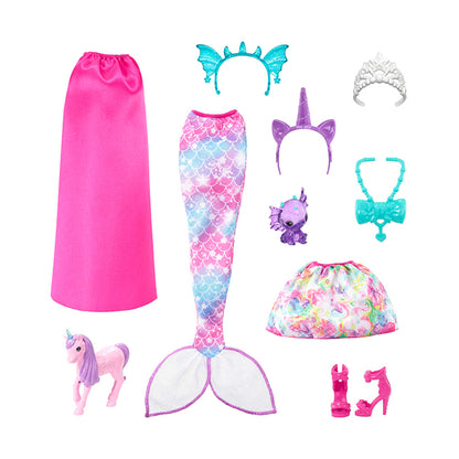 Doll and Fantasy Pets, Dress-Up Doll, Mermaid Tail and Skirt - HLC28 DOLLS by BARBIE at Sundora