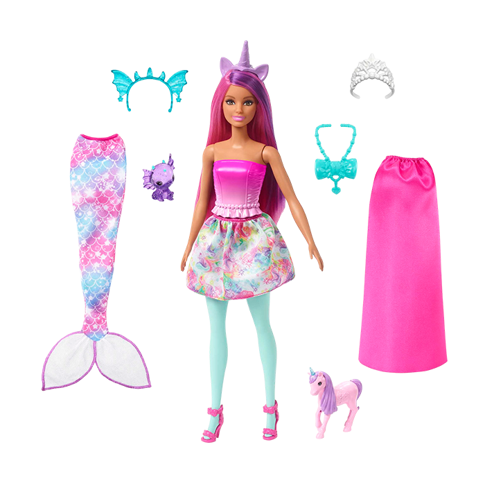 Doll and Fantasy Pets, Dress-Up Doll, Mermaid Tail and Skirt - HLC28 DOLLS by BARBIE at Sundora