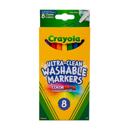 ULTRA-CLEAN WASHABLE MARKERS, FINE LINE, CLASSIC COLORS, 8 COUNT MARKERS by CRAYOLA at Sundora