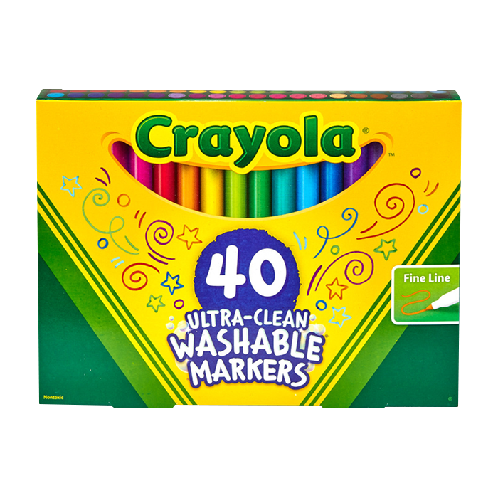 ULTRA CLEAN MARKERS, FINE LINE, 40 COUNT MARKERS by CRAYOLA at Sundora