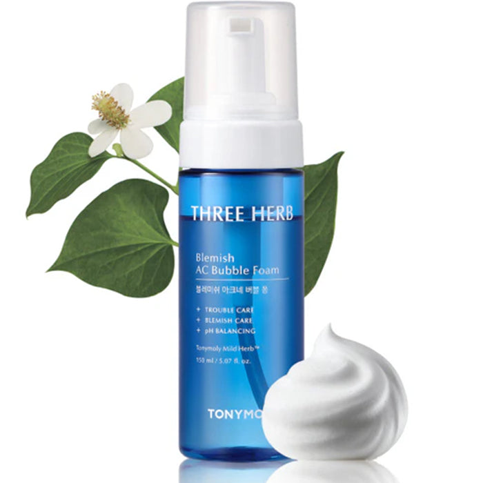 THREE-HERB BLEMISH AC BUBBLE FOAM CLEANSER by TONYMOLY at Sundora