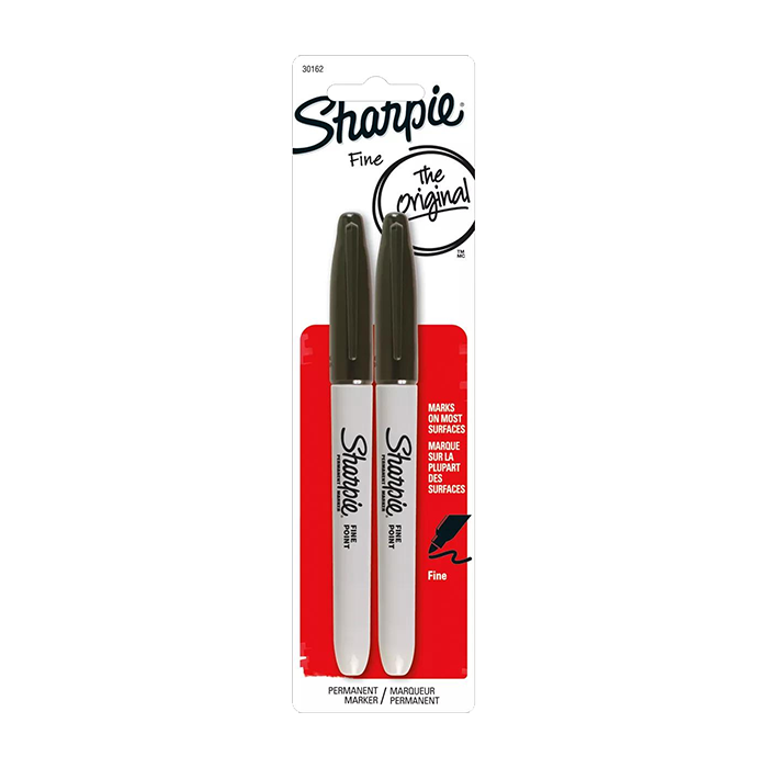 SHARPIE FINE POINT PERMANENT MARKERS 2/PKG BLACK STATIONERY by SHARPIE at Sundora