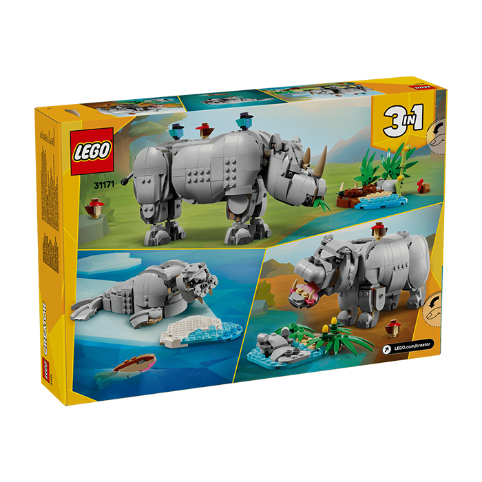 31171 Wild Animals: Majestic Rhino with Birds