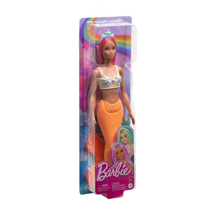 Mermaid Doll with Pink Fantasy Hair &amp; Headband Accessory &amp; Soft Orange Tail DOLLS by BARBIE at Sundora