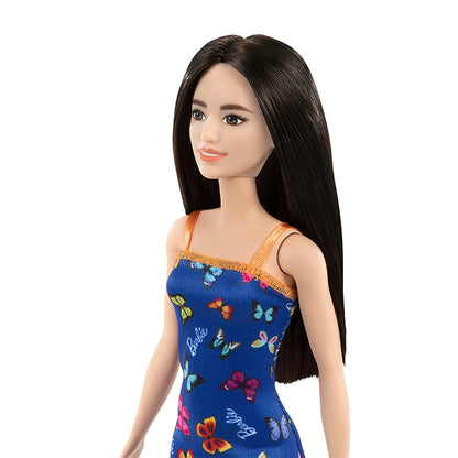 Barbie with Colorful Butterfly and Barbie Print Blue Dress &amp; Strappy Heels DOLLS by BARBIE at Sundora