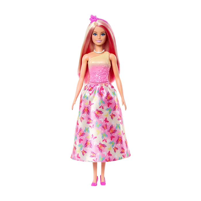 Royal Doll with Pink and Blonde Hair, Butterfly-Print Skirt and Accessories DOLLS by BARBIE at Sundora