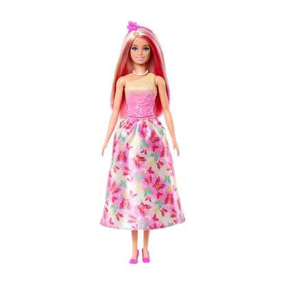 Royal Doll with Pink and Blonde Hair, Butterfly-Print Skirt and Accessories DOLLS by BARBIE at Sundora