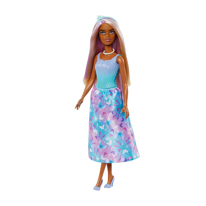 Royal Doll with Purple-Highlighted Fantasy Hair and Colorful Accessories and Butterfly-Print Skirt DOLLS by BARBIE at Sundora