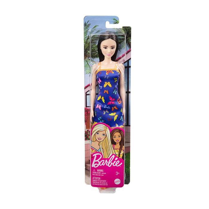 Barbie with Colorful Butterfly and Barbie Print Blue Dress &amp; Strappy Heels DOLLS by BARBIE at Sundora
