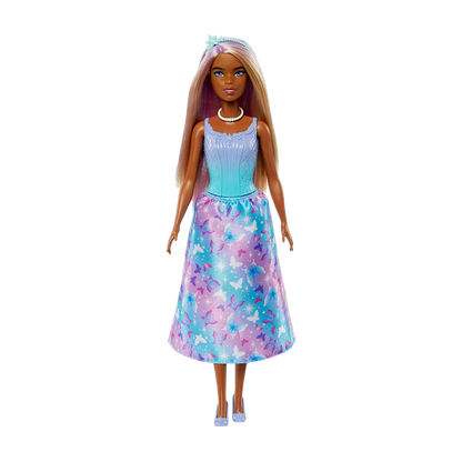 Royal Doll with Purple-Highlighted Fantasy Hair and Colorful Accessories and Butterfly-Print Skirt DOLLS by BARBIE at Sundora
