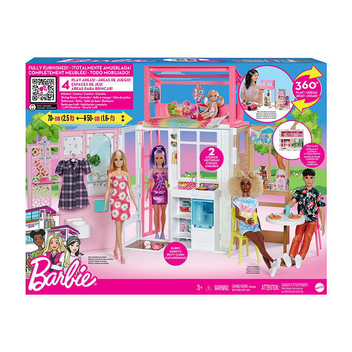 Barbie 360 Furnished House Playset and Accessories DOLLS &amp; PLAYSETS by BARBIE at Sundora