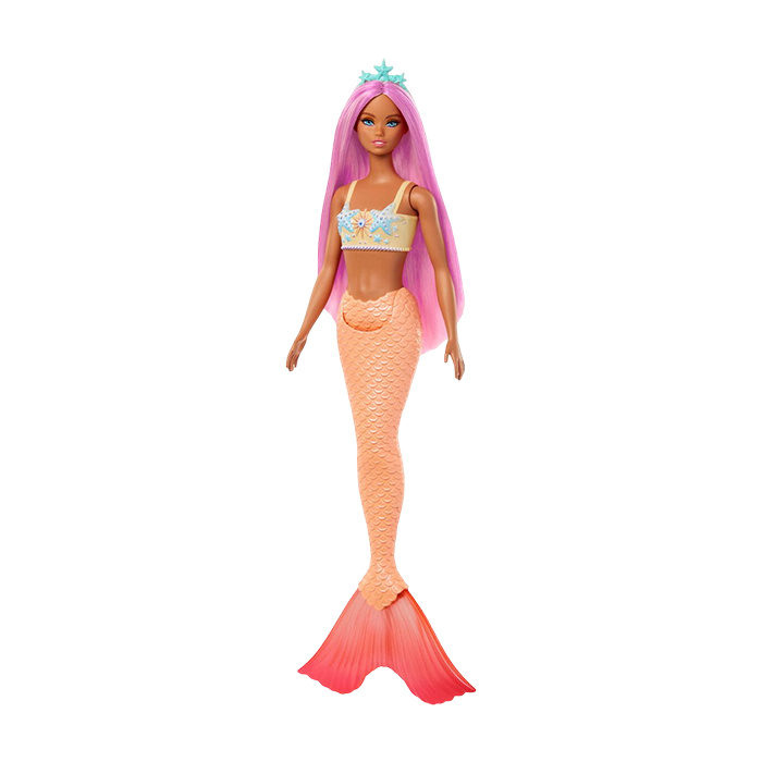 Mermaid Doll with Pink Fantasy Hair &amp; Headband Accessory &amp; Soft Orange Tail DOLLS by BARBIE at Sundora