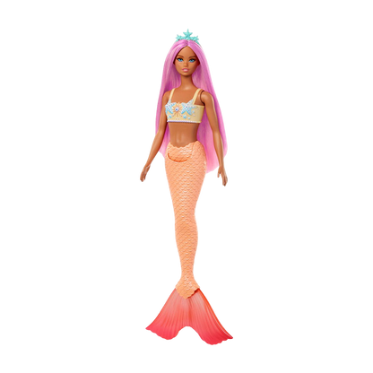 Mermaid Doll with Pink Fantasy Hair &amp; Headband Accessory &amp; Soft Orange Tail DOLLS by BARBIE at Sundora