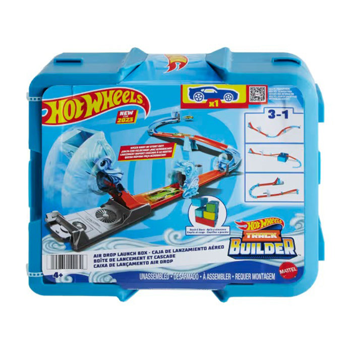 Track Set, Blue Deluxe Track Builder Pack with Wind Theme and 1 Hot Wheels Car - HNJ67 TRACKSETS &amp; PLAYSETS by HOT WHEELS at Sundora