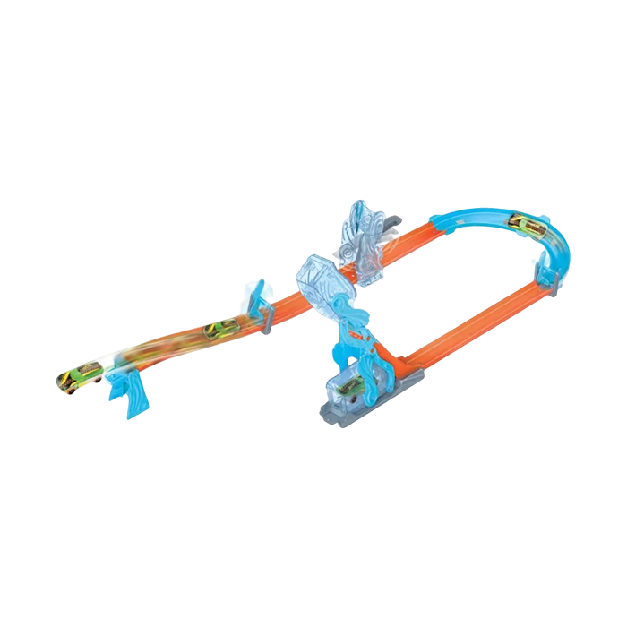 Track Set, Blue Deluxe Track Builder Pack with Wind Theme and 1 Hot Wheels Car - HNJ67 TRACKSETS &amp; PLAYSETS by HOT WHEELS at Sundora