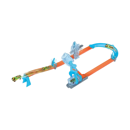 Track Set, Blue Deluxe Track Builder Pack with Wind Theme and 1 Hot Wheels Car - HNJ67 TRACKSETS &amp; PLAYSETS by HOT WHEELS at Sundora