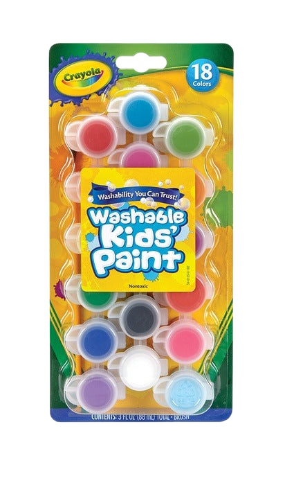 18 Colors Washable Kids Paint Pot With Brush PAINT SET by CRAYOLA at Sundora