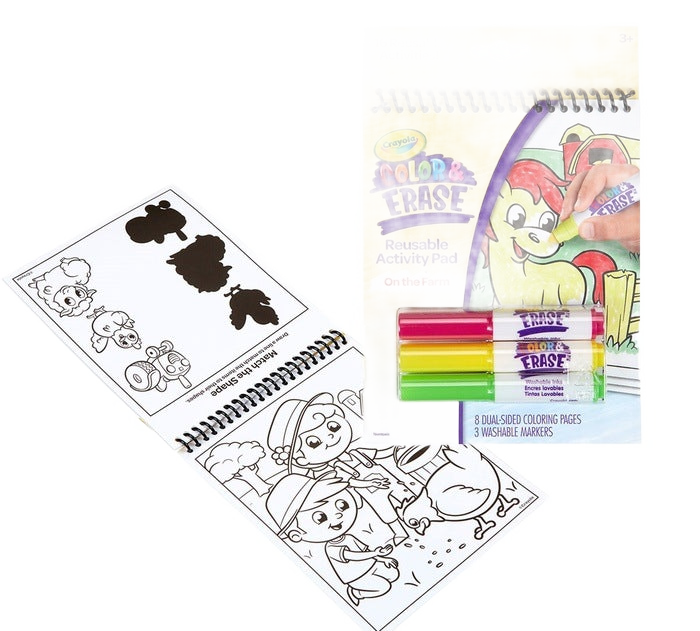 Color &amp; Erase 16 Reusable Activity Pad With Marker On The Farm REUSABLE COLORING PAD by CRAYOLA at Sundora