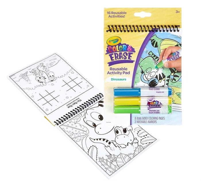 Color &amp; Erase 16 Reusable Activity Pad With Markers Dinosaurs REUSABLE COLORING PAD by CRAYOLA at Sundora