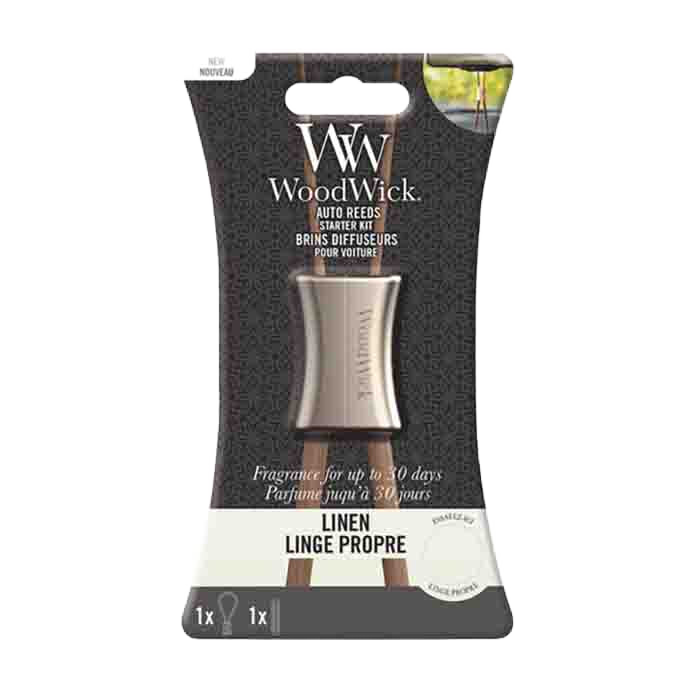 LINEN AUTO REED STARTER KIT CANDLE by WOODWICK at Sundora