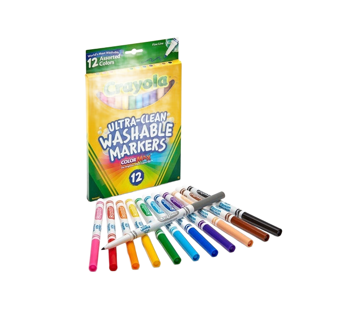 12 Colors Fine Line Ultra Clean Washable Marker MARKERS by CRAYOLA at Sundora
