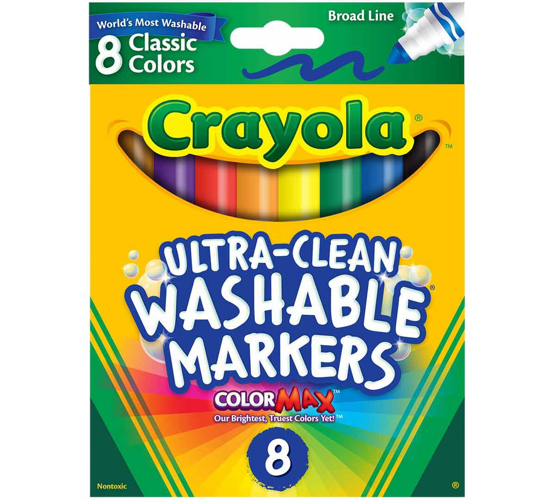 Ultra-Clean Washable Markers, Broad Line, 8 Count MARKERS by CRAYOLA at Sundora