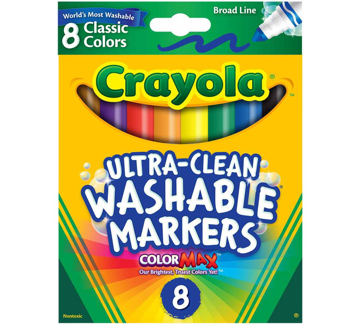 Ultra-Clean Washable Markers, Broad Line, 8 Count MARKERS by CRAYOLA at Sundora