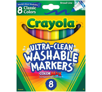 Ultra-Clean Washable Markers, Broad Line, 8 Count MARKERS by CRAYOLA at Sundora