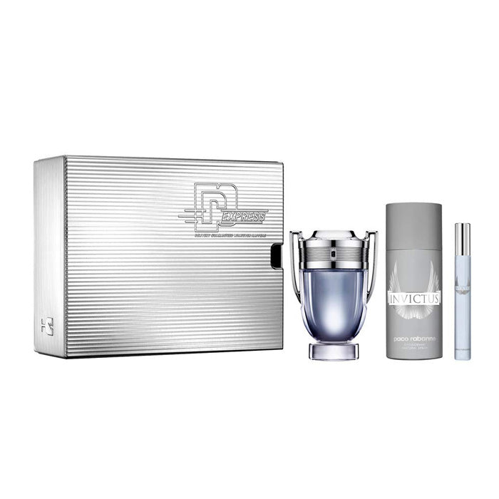 INVICTUS GIFTSET EDT 100ML WITH DEO 150ML &amp; EDT 10ML GIFT SET by RABANNE at Sundora