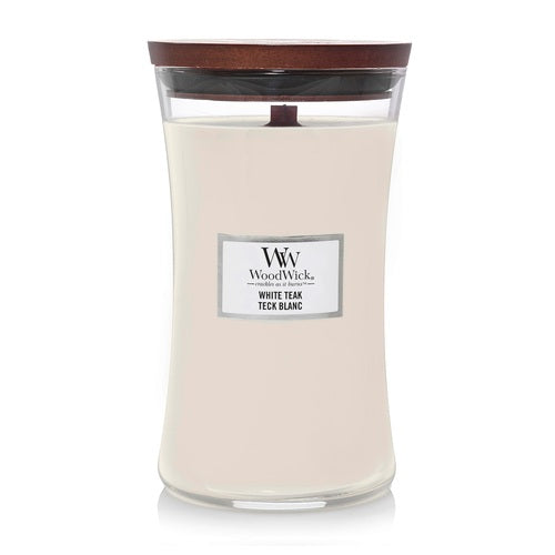 WHITE TEAK CANDLE CANDLE by WOODWICK at Sundora